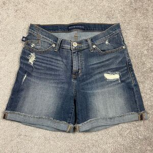 Rock & Republic Shorts Womens & Blue Bumpershoot Denim Distressed Stars Studded